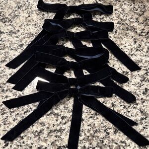 Handmade Navy Holiday Christmas Bow Ornament Set